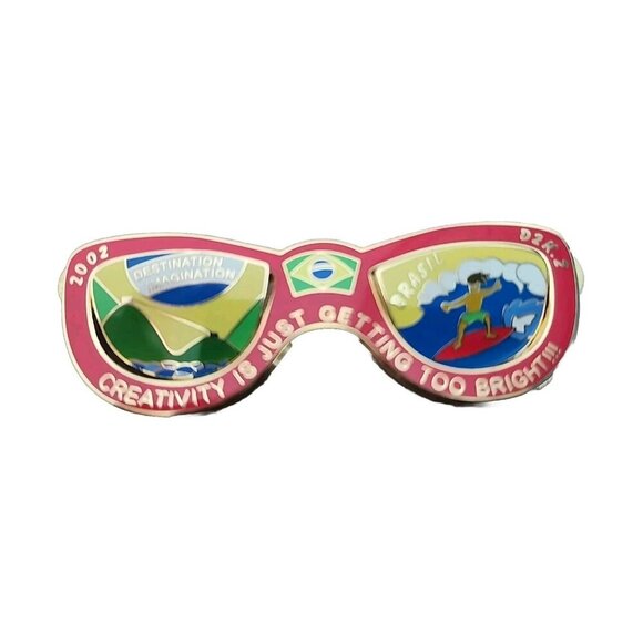 Vintage 2002 Brazil Destination Imagination Sunglasses DI Trading Pin - Picture 2 of 10